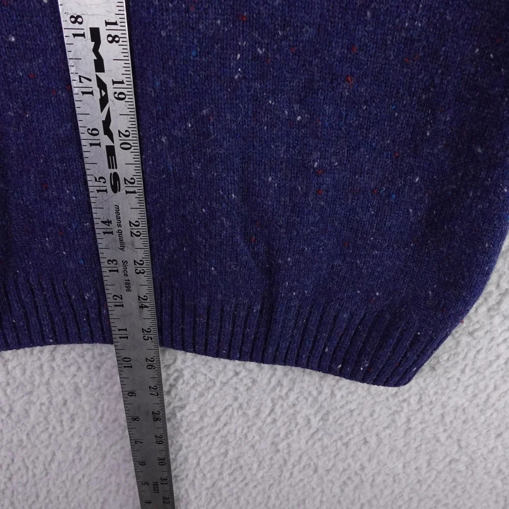 Taylor Stitch Mens Blue Donegal Baby Yak Wool Crewneck Sweater‎ Elbow Patches